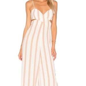 House of Harlow 1960 Joelle Jumpsuit in Barley (White & Cream Stripe)